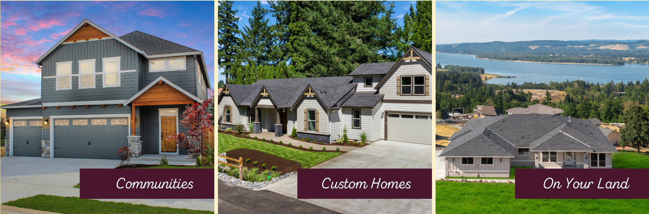 Urban NW new home communities and custom homes built on your land in Clark County 
